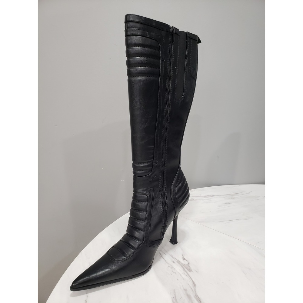 NEW‎ SZ 10 Dolls Kill Generation Kiss Motocrossed Knee High MOTO heel boots tall - Picture 8 of 10